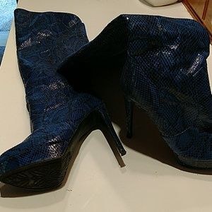 Snake skin knee high boots